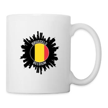 Brussels Skyline Belgium Flag Travel Souvenir - Mug - white - Right