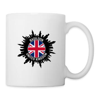Basildon Skyline UK Flagge Reise-Souvenir - Tasse - Weiß - Rechts