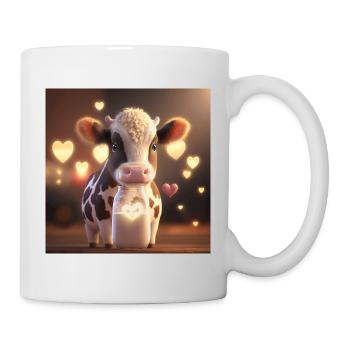 cute cow with hearts - Mug - white - Right