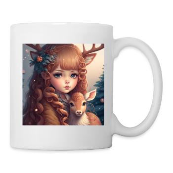 Cerf avec fille - Mug blanc - blanc - Droite