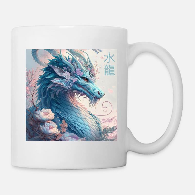Blaue Wasserdrache - Tasse - Weiß