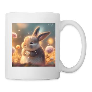 cute rabbit with flowers - Mug - white - Right
