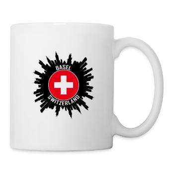 Basel Skyline Schweiz Flagge Reise-Souvenir - Tasse - Weiß - Rechts