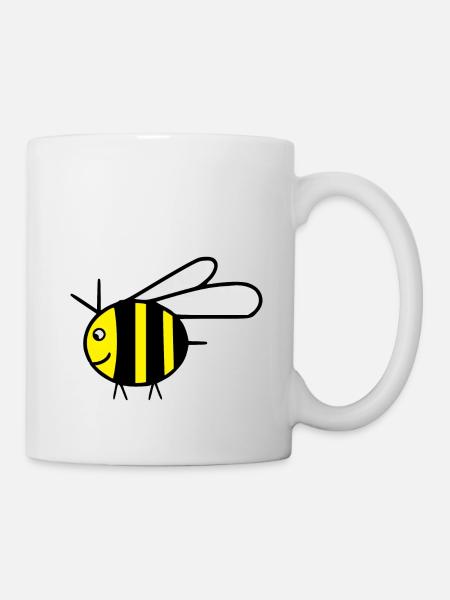 Yellow flying honey bee bumblebee - gift idea - Mug - white