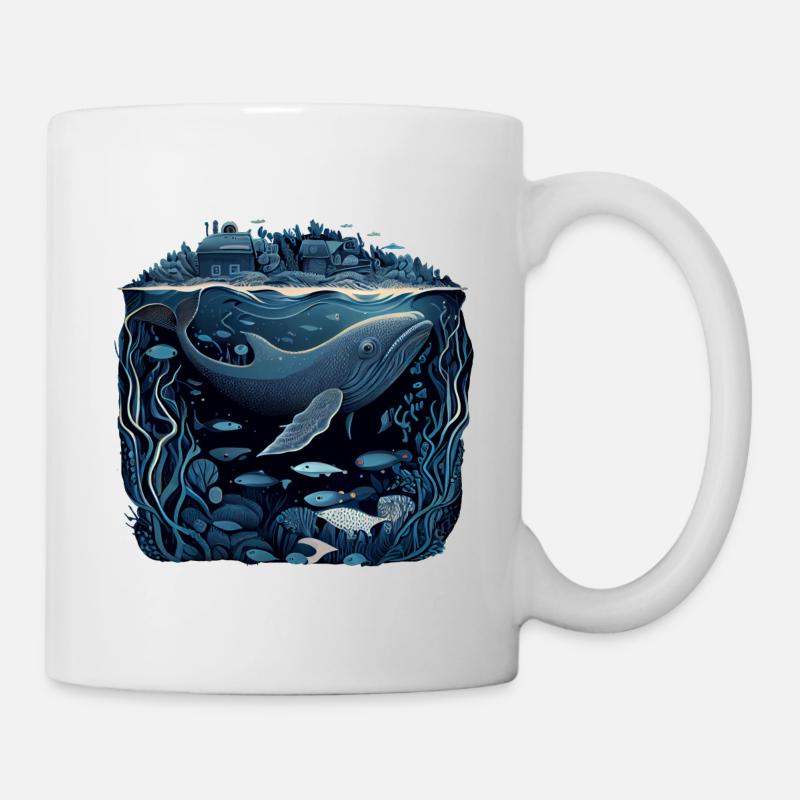 Wal der unter einer Stadt durchschwimmt - Tasse - Weiß