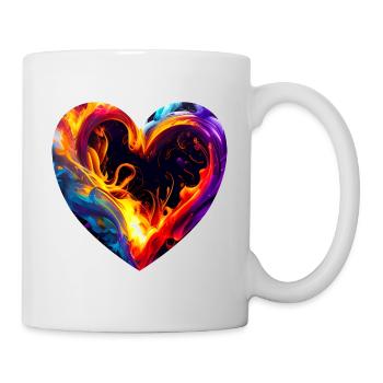 Colorful heart with fire - Mug - white - Right