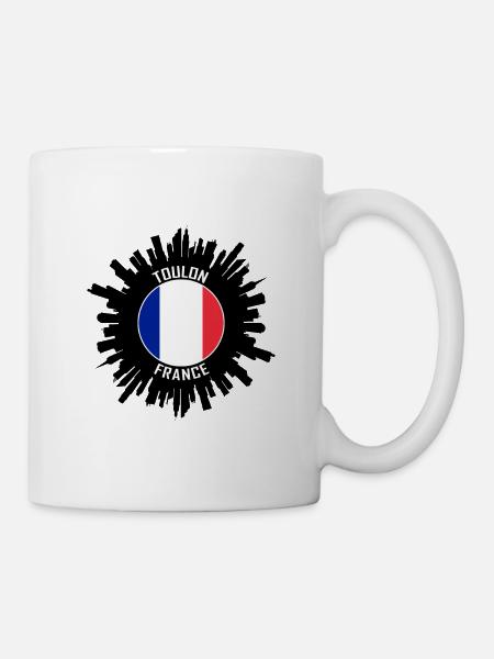 Toulon Skyline France Flag Souvenir de voyage - Mug blanc - blanc