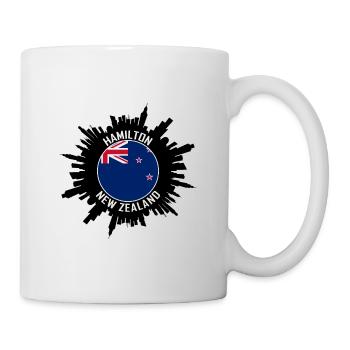 Hamilton Skyline Neuseeland Flagge Reise-Souvenir - Tasse - Weiß - Rechts