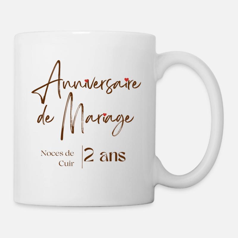 Anniversaire de mariage noces de coton 2 ans - Mug blanc - blanc