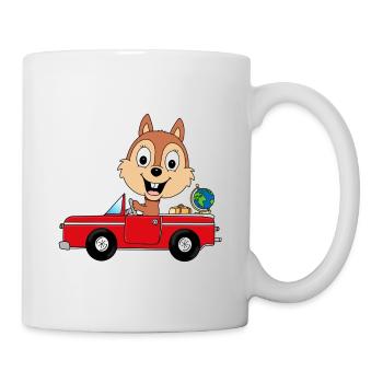 EICHHÖRNCHEN - AUTO - REISE - WELTENBUMMLER - Tasse - Weiß - Rechts