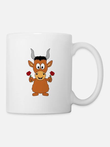 STIER - BULLE - BLUMEN - TIER - LIEBE - Tasse - Weiß