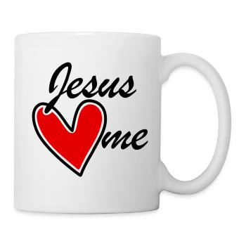 Jesus loves me loves me red heart - Mug - white - Right