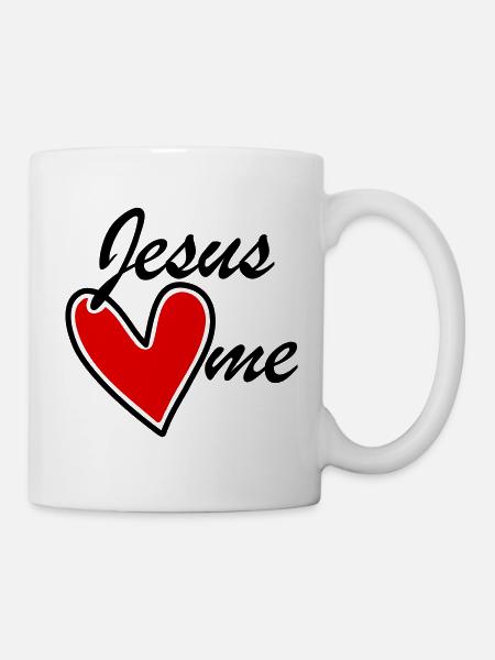 Jesus liebt mich loves me rotes Herz - Tasse - Weiß
