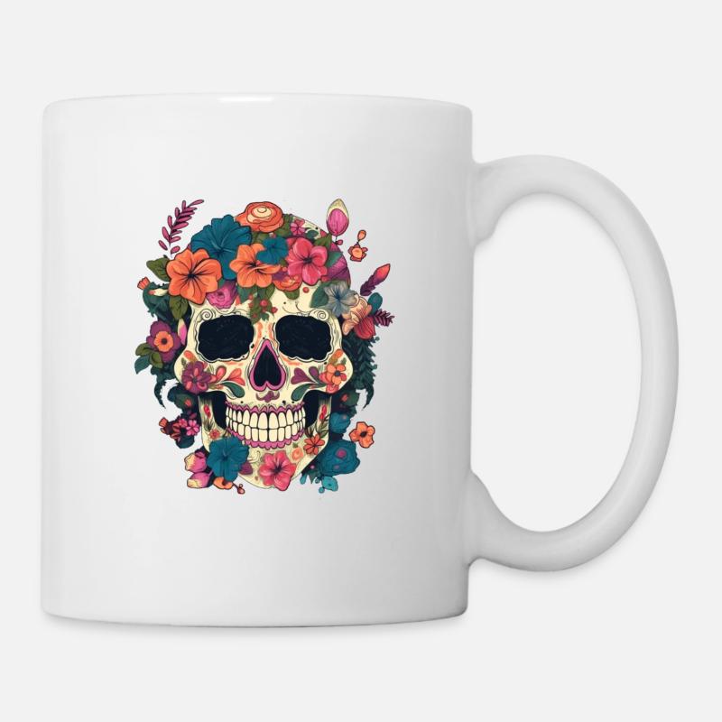 Crâne composé de fleur - Mug blanc - blanc
