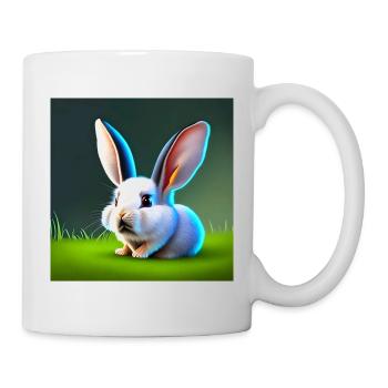 Kaninchen mit großen Ohren - Tasse - Weiß - Rechts