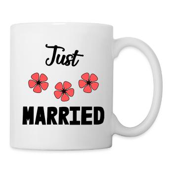 PAAR. GERADE VERHEIRATET. Junggesellinnenabschied. HEILIGER VALENTIN. MARIES - Tasse - Weiß - Rechts