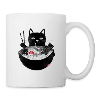 Cat slurps ramen noodle soup with chopsticks - Mug - white - Right