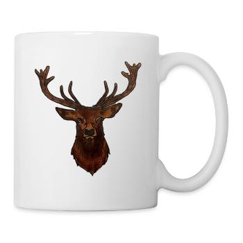 Tête de CERF - Mug blanc - blanc - Droite