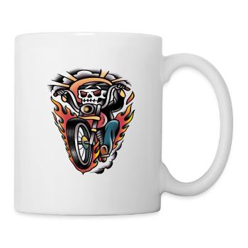Biker-Tattoo-Kunst der alten Schule - Tasse - Weiß - Rechts