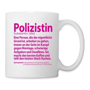 Polizistin Abschied Abschiedsgeschenk für Kollegin - Tasse - Weiß - Rechts