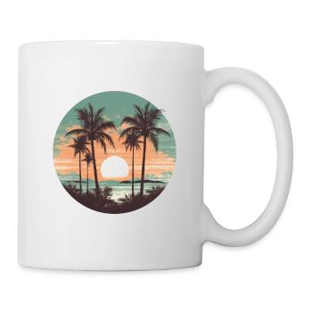 Palmen Sonne Sommer Vintage - Tasse - Weiß - Rechts