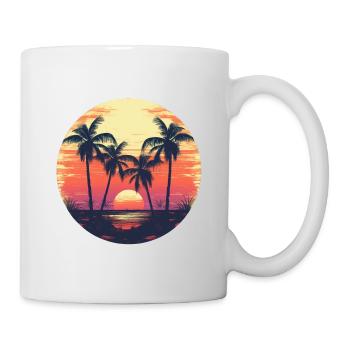 Palmen Sonne Sommer Vintage - Tasse - Weiß - Rechts