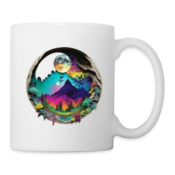 Imaginative Neon Mountains – Landscape Art - Mug - white - Right