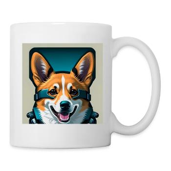 Astronauten-Corgi - Tasse - Weiß - Rechts