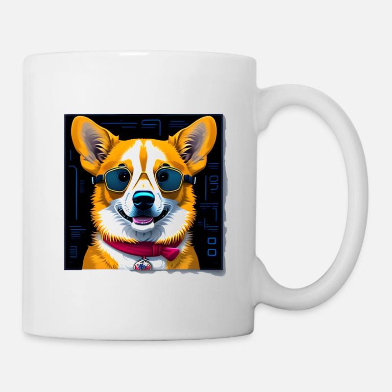 Corgi avec des lunettes de soleil - Mug blanc - blanc