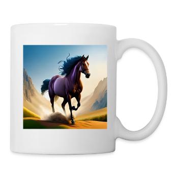 Galoppierendes Pferd im Sand - Tasse - Weiß - Rechts