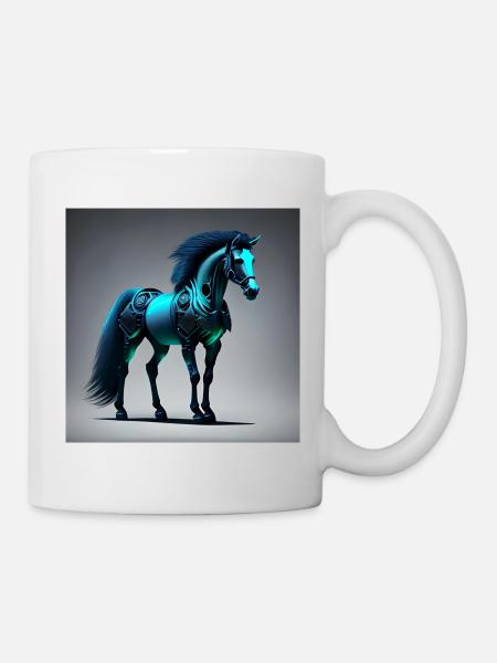 Blue Cyborg Horse - Mug - white