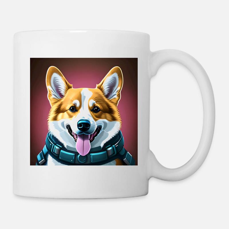 Porträt von Corgi - Tasse - Weiß