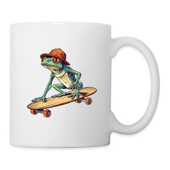 Cool frog rides skateboard - Mug - white - Right