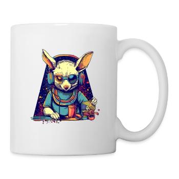 Cool bunny as DJ with broken sunglasses - Mug - white - Right