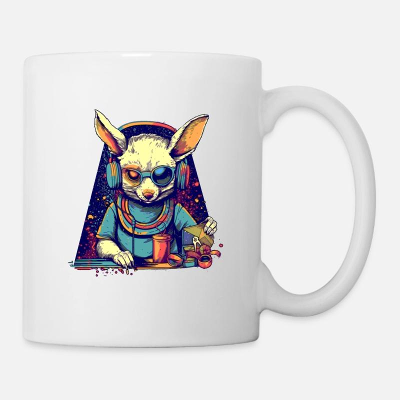 Cooler Hase als DJ mit kaputter Sonnenbrille - Tasse - Weiß