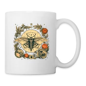 Mystical moth with magical herbarium and moons - Mug - white - Right