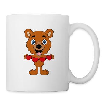 LIEBE - LOVE - TEDDY - BÄR - TEDDYBÄR - HERZEN - Tasse - Weiß - Rechts