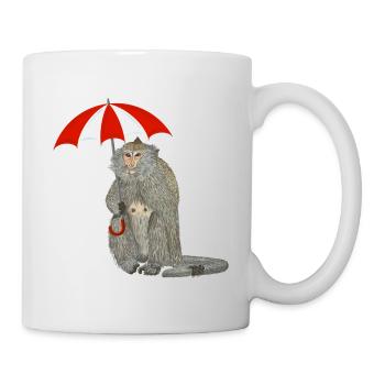 Affe Regenschirm - Tasse - Weiß - Rechts