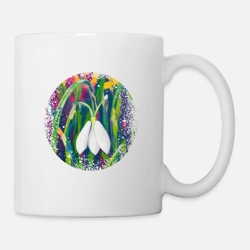 Schneeglöcken Ölgemälde - Tasse - Weiß