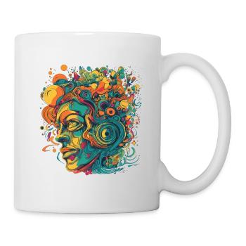 Visage psychédélique dans de nombreuses couleurs - Mug blanc - blanc - Droite