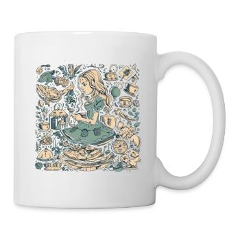 Moderne Alice im Wunderland Zeichnung - Tasse - Weiß - Rechts