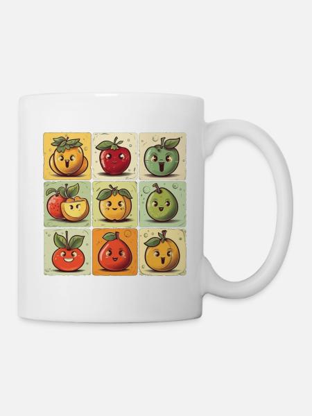Funny Comic Fruits, Cartoon Fruit - Mug blanc - blanc