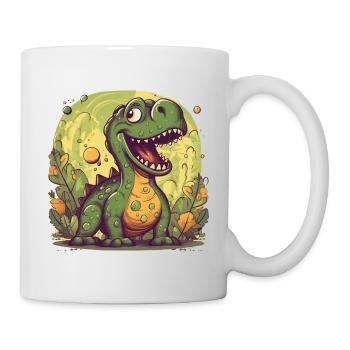 Cute dino in green, cute dinosaur motif - Mug - white - Right