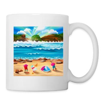 enfants jouant au bord de la mer - Mug blanc - blanc - Droite