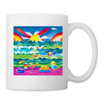 Kinder, die sich am Meer amüsieren - Tasse - Weiß - Rechts
