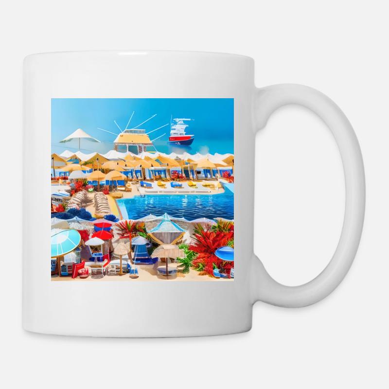 Passer des vacances ensoleillées au bord de la mer - Mug blanc - blanc