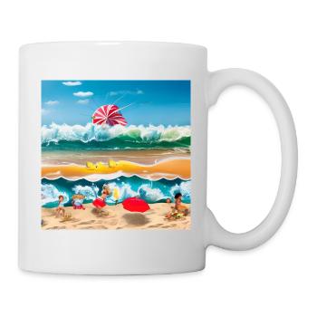 Kinder, die am Meer spielen - Tasse - Weiß - Rechts