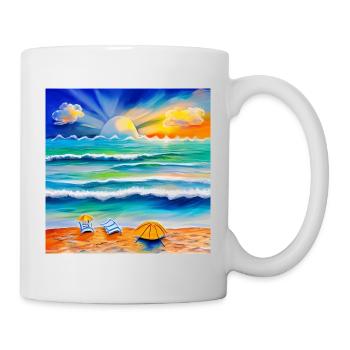 Sonnenuntergang am Meer - Tasse - Weiß - Rechts