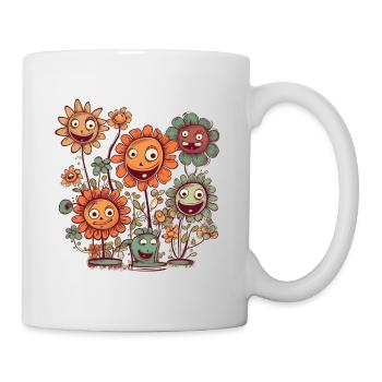 Fleurs de bandes dessinées amusantes, fleurs de dessins animés - Mug blanc - blanc - Droite