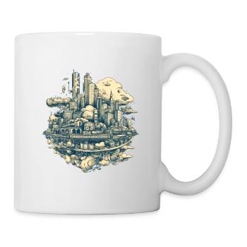 Surréaliste Flying Vintage City - Mug blanc - blanc - Droite